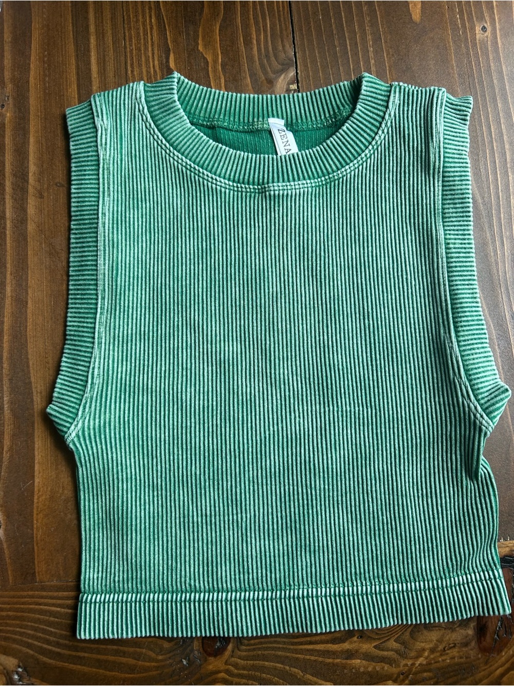 Zena Kelty Green Ribbed Cropped  Tank